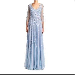 Sky Blue Embellished Tulle Gown Formal Dress